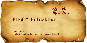 Mikó Krisztina névjegykártya